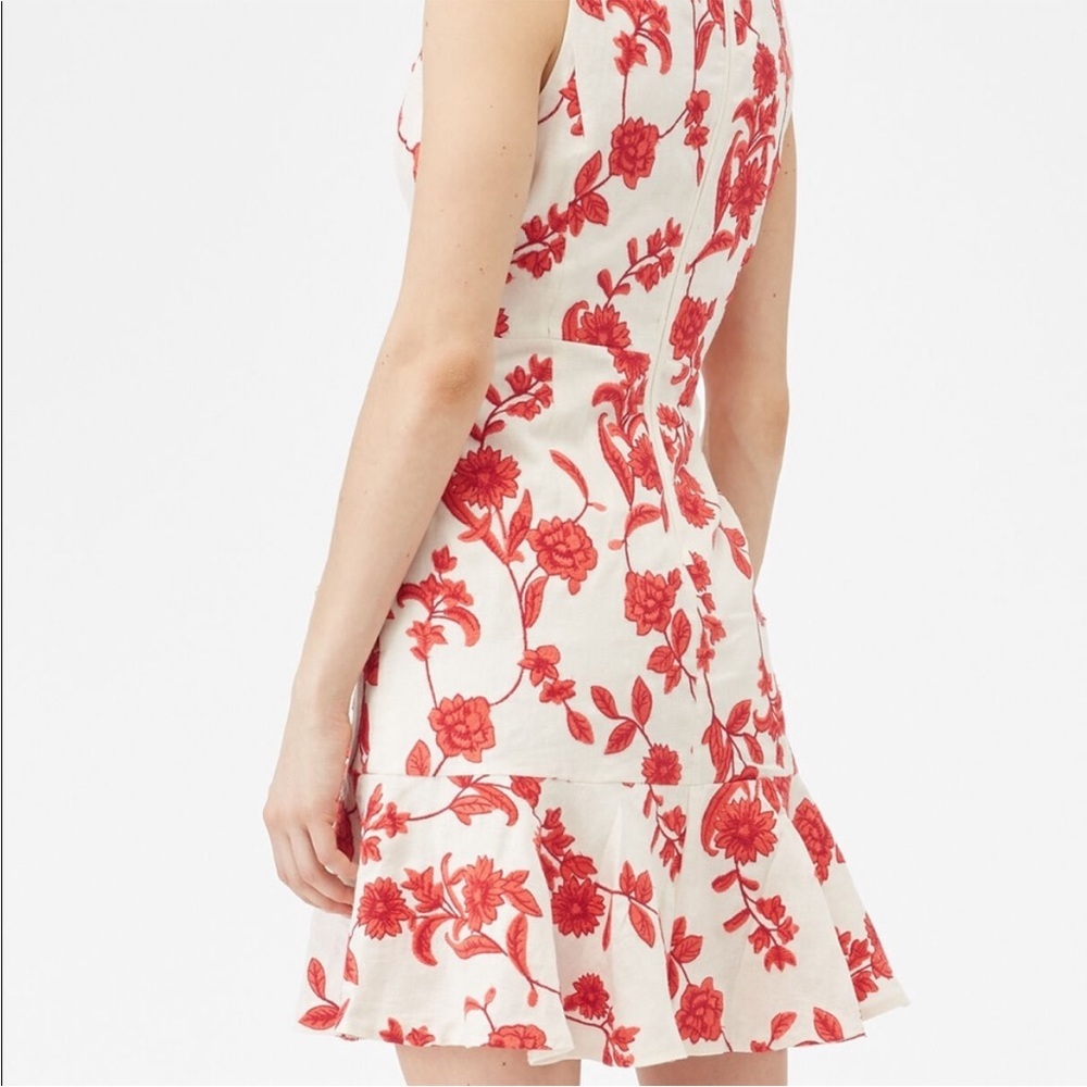 Rebecca Taylor Scarlett Floral Embellished Sleeveless Wrap Linen Dress Sz 6 - Picture 12 of 12